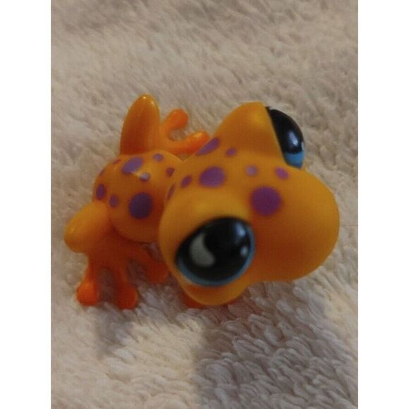 LPS Littlest Pet Shop Authentic #874 Orange Frog With Blue Eyes And Purple Spots - Picture 1 of 3